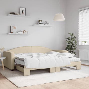 vidaXL Slaapbank met onderschuifbed en matrassen 90x200 cm, Verzenden