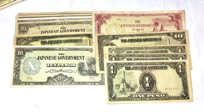 Japan. 150 used Japanes bank note / Military bank note, War, Antiek en Kunst, Antiek | Speelgoed