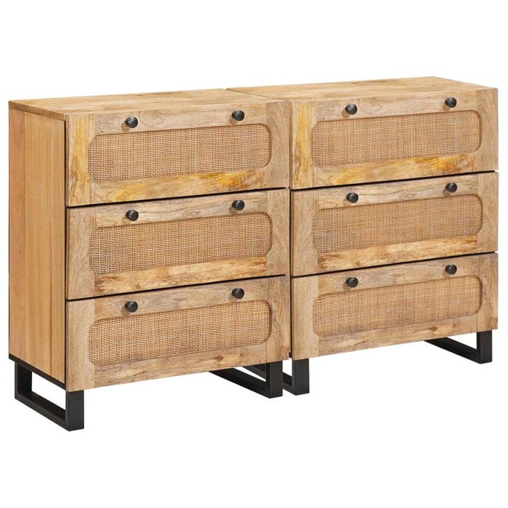 vidaXL Dressoir 2 st 60 x 33 x 75 cm Massief Mango Hout, Huis en Inrichting, Kasten | Overige, Nieuw, Verzenden