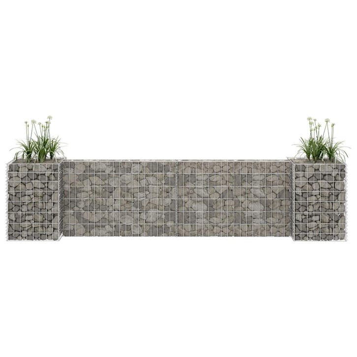 vidaXL Gabion plantenbak H-vormig 260x40x60 cm staaldraad, Jardin & Terrasse, Pots de fleurs, Envoi