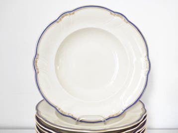 Bavaria, Hutschenreuther - Assiette (12) - Creuses - Doré, Antiquités & Art