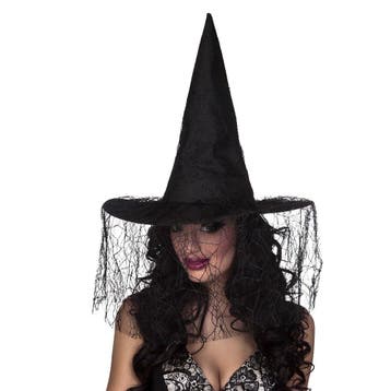 Halloween Heksenhoed Sluier Zwart, Verzenden, Nieuw