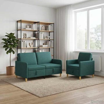 vidaXL Sofa Set Met Opslag 2 pcs Donkergroen Polyester, Verzenden, Nieuw