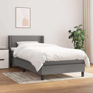 vidaXL Boxspring met matras stof donkergrijs 90x200 cm, Verzenden