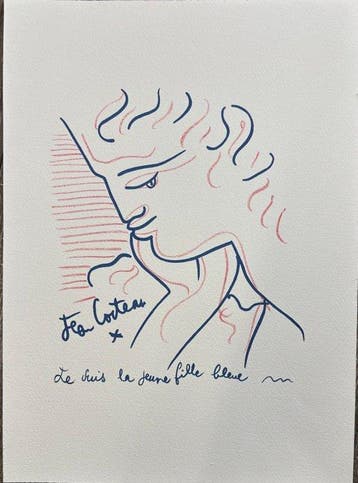 Jean Cocteau (1889-1963) - Je suis la jeune fille bleue,, Antiek en Kunst