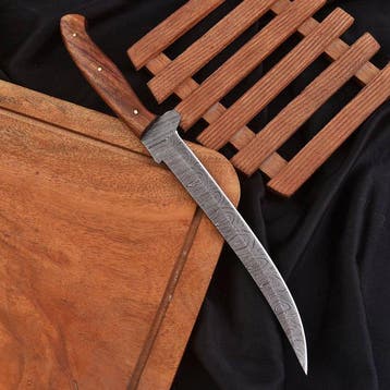 Keukenmes - Hout, met de hand gemaakt gevouwen staal - Noord