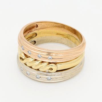 Ring - 18 karaat Geel goud, Witgoud, Roségoud Diamant, Nieuw