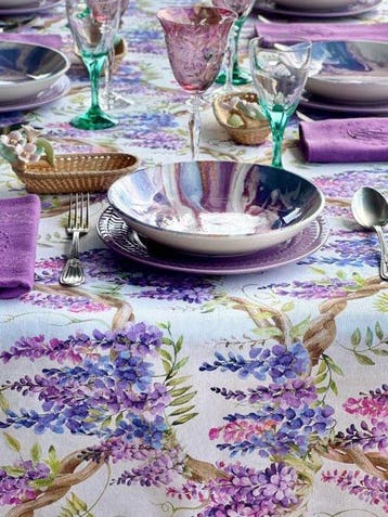 Veelkleurig tafellaken met bougainvillea-print voor grote