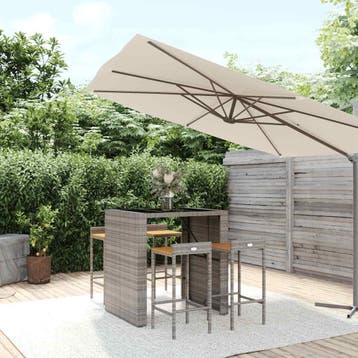 vidaXL 5-delige Tuinbarset poly rattan en massief acaciahout, Verzenden