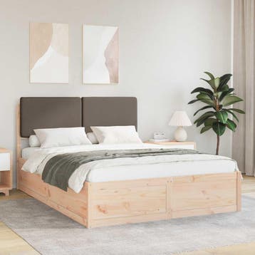 vidaXL Bedframe met Gevoerde Hoofdbord Taupe 150 x 200 cm, Huis en Inrichting, Slaapkamer | Bedden, Verzenden, Nieuw