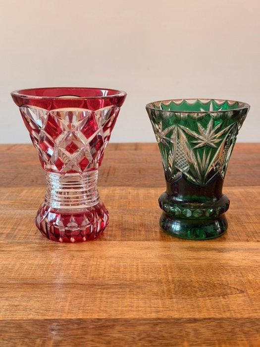 Val Saint Lambert - Vaas (3) - Kristal - Set van 2: één vaas, Antiquités & Art, Antiquités | Verre & Cristal