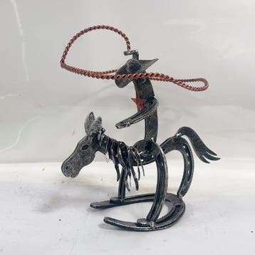 Sculpture, Vintage Western Cowboy on Rocking Horse –
