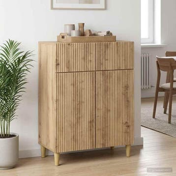 vidaXL Dressoir Artisanaal eiken 66 x 34,5 x 90 cm Bewerkt, Verzenden, Nieuw