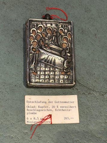 Icoon - Inslapen van de Heilige Maagd Maria - Hout, Koper