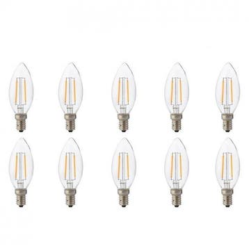 LED Lamp 10 Pack – E14 Filament Kaarslampen in Warm Wit 2700, Verzenden, Nieuw