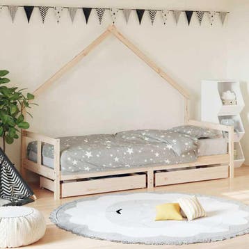 vidaXL Kinderbedframe met lades 80x200 cm massief grenenhout, Verzenden, Nieuw