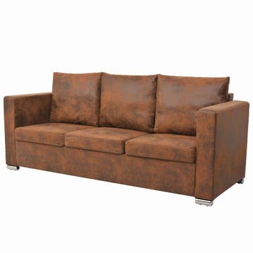vidaXL 3-zitsbank / zetel 191x73x82 cm kunst suède leer, Huis en Inrichting, Verzenden, Nieuw