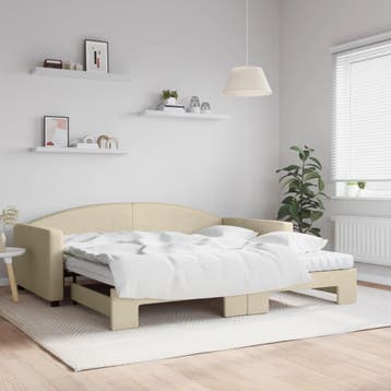 vidaXL Slaapbank met onderschuifbed en matrassen 100x200 cm, Verzenden, Nieuw
