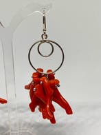 Bloedkoraal - Zilver - Oorbellen - Takjes in rood koraal