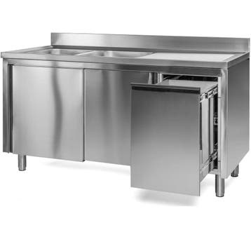 Spoeltafel | RVS | 2 Spoelbakken (Links) + Afdruipvlak |, Verzenden, Nieuw in verpakking