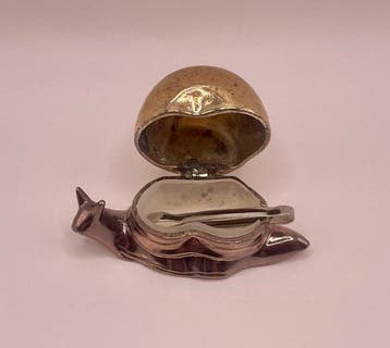 Boîte - Miniature - Métal - Escargot plaqué argent or