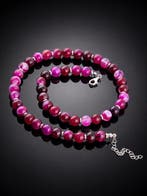 Chic natuurlijke agaatstrengketting - 925 sterlingzilver -