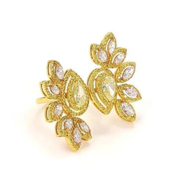 Cocktailring - 18 karaat Geel goud - 3.34ct. tw. Geel