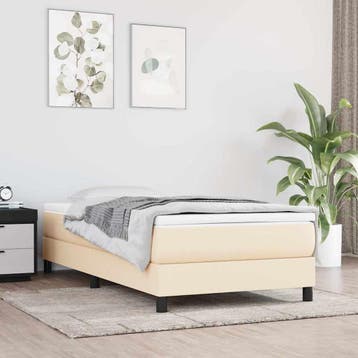 vidaXL Boxspring met matras stof crèmekleurig 90x200 cm, Verzenden, Nieuw
