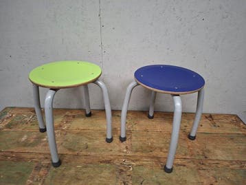 Tabouret (2) - Métal, Bois - Tabourets d’école de diverses