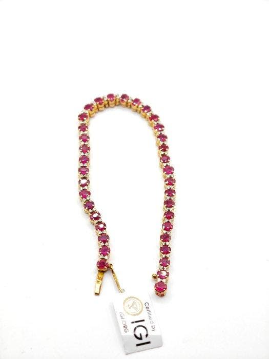 Armband - 18 karaat Geel goud - 8.30ct. tw. Robijn - Diamant, Handtassen en Accessoires, Armbanden