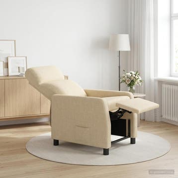vidaXL Recliner Crèmekleurig Stof, Huis en Inrichting, Fauteuils, Verzenden, Nieuw