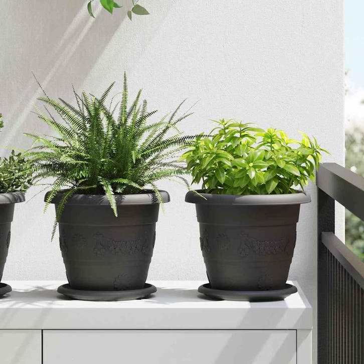 vidaXL Ronde Bloempot 24 pcs Zwart Ø 22 x 18 cm Kunststof, Tuin en Terras, Bloempotten, Nieuw, Verzenden