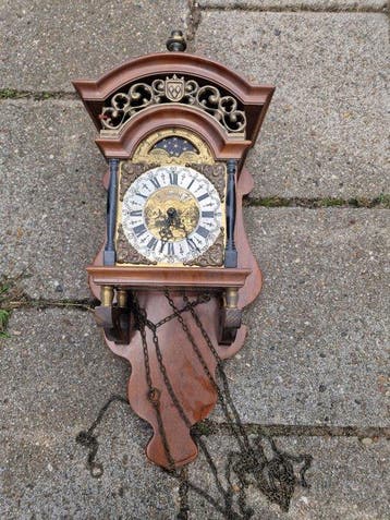 Wandklok - Antiek Brons, Glas, Messing, Hout - 1950-1960 -, Antiek en Kunst