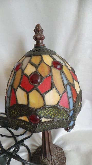 Lampe de table - Acier, Verre - Vitrail multi couleur
