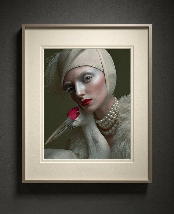 Aiana Roz - The Muse and the Crane - Fine Art Photography –, Antiquités & Art, Art | Objets design