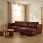 Leren hoekbank Flow - 2,5 zits arm links + longchair rechts, 250 tot 300 cm, Nieuw, Ophalen of Verzenden, Modern