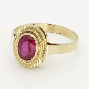 Ring - 18 karaat Geel goud Robijn, Nieuw