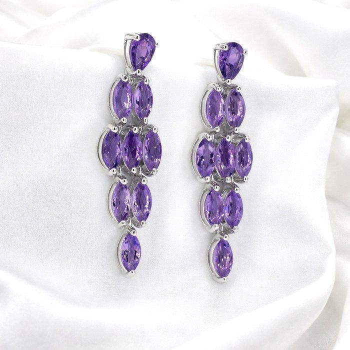 Zonder minimumprijs - Oorbellen Verguld Amethist - 18k goud, Bijoux, Sacs & Beauté, Boucles d'oreilles