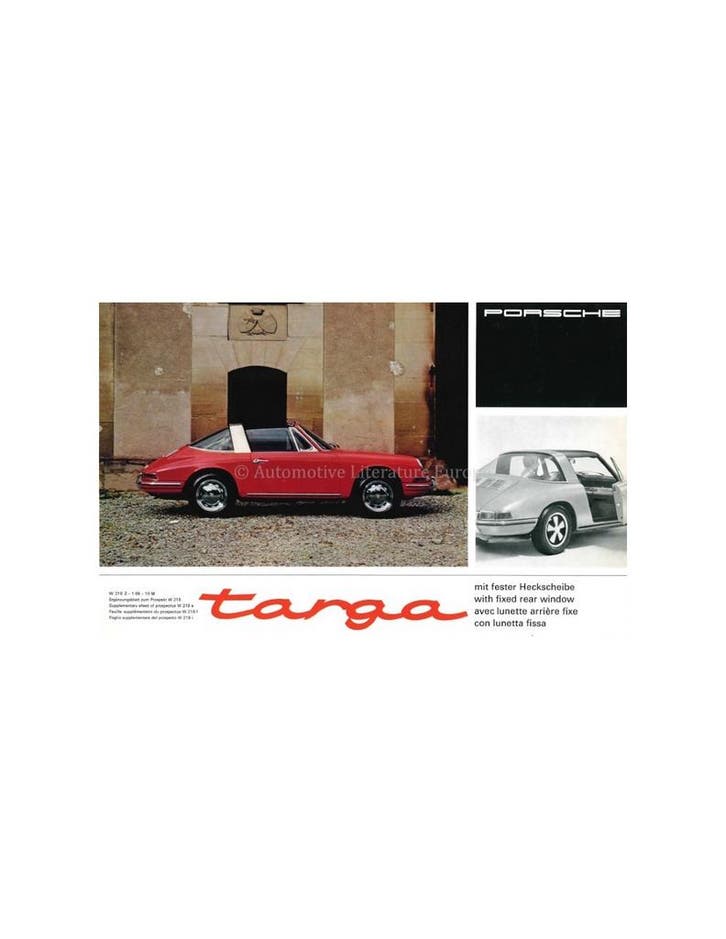 1968 PORSCHE 911 TARGA LEAFLET, Boeken, Auto's | Folders en Tijdschriften, Ophalen of Verzenden