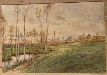 Emile Bidault (1835-1896) - Paysage du Morvan, 1884, Antiquités & Art, Art | Peinture | Classique