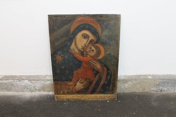 Italiaanse school (XIX) - Madonna con Bambino, Antiek en Kunst, Kunst | Schilderijen | Klassiek
