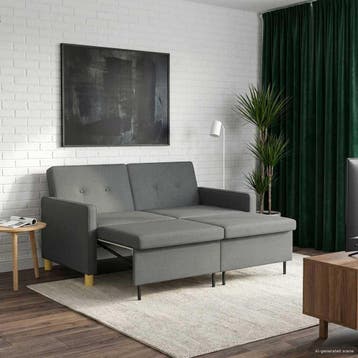 vidaXL Uittrekbare Slaapbank / zetel Donkergrijs Stof, Verzenden, Nieuw