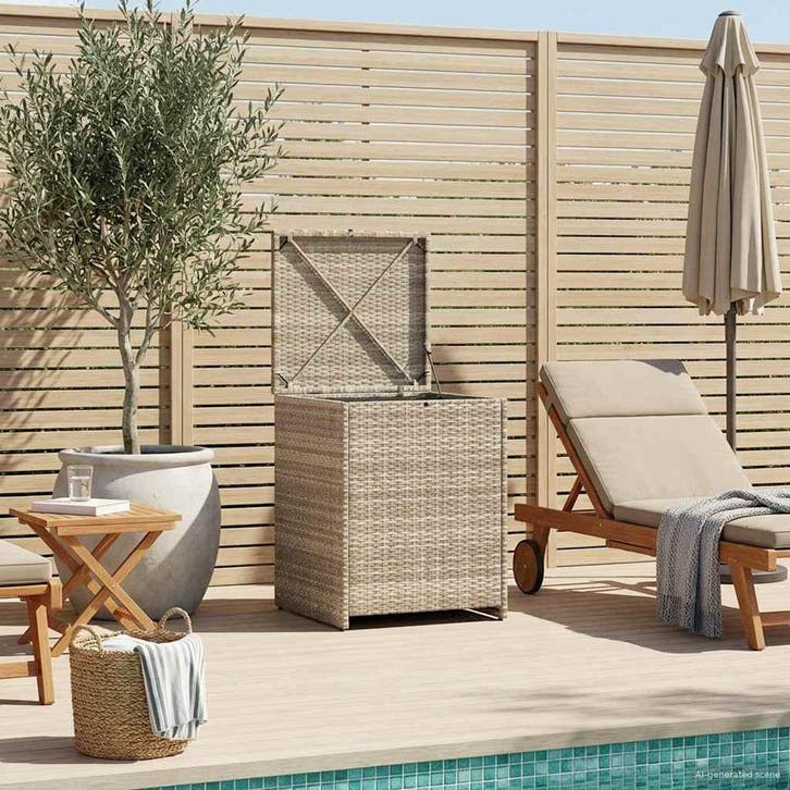 vidaXL Kussenbox Lichtgrijs 55 x 55 x 69 cm poly rattan, Jardin & Terrasse, Stockage & Armoires de jardin, Envoi