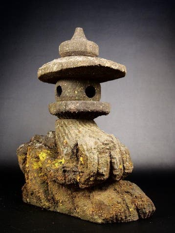 Japanese Stone Lantern  Moss-covered Garden Ornament -