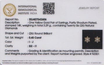 Boucles doreilles cloutées - 14 carats Or jaune - 0.45ct.