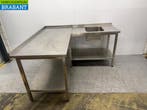 RVS Spoeltafel Hoekspoeltafel met onderschap 180 x 171 x, Ophalen of Verzenden