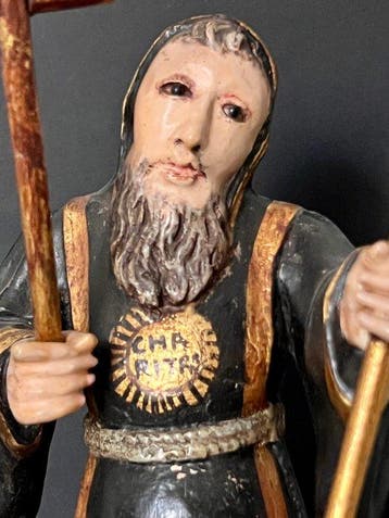 Beeld, Saint François de Paule - 35 cm - Polychroom hout