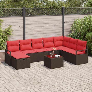 vidaXL Bankstel met kussen 5 pcs poly rattan, Verzenden