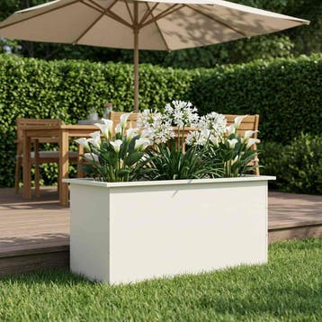 vidaXL Tuinplantenbak met led Wit 50 x 100 x 48 cm Staal, Verzenden, Nieuw