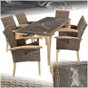 Wicker tafel Foggia met 6 stoelen Rosarno - natuur, Verzenden, Nieuw